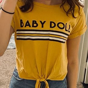 yellow top with knot